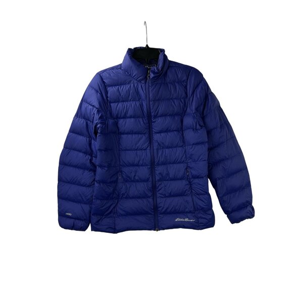 Eddie Bauer Jacket Womens Medium Blue Down EB650 Fill Feather Puffer Lightweight - Picture 7 of 16